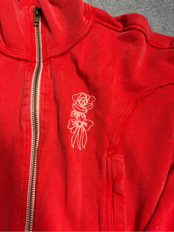 Free people school of dance New York Red Zip-Front Track Jacket sweatshirt small - Image 3
