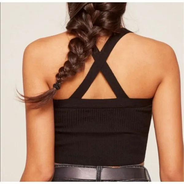 ✨Reformation Lyra Black Ribbed Cropped Sz Medium Top✨ - Image 5