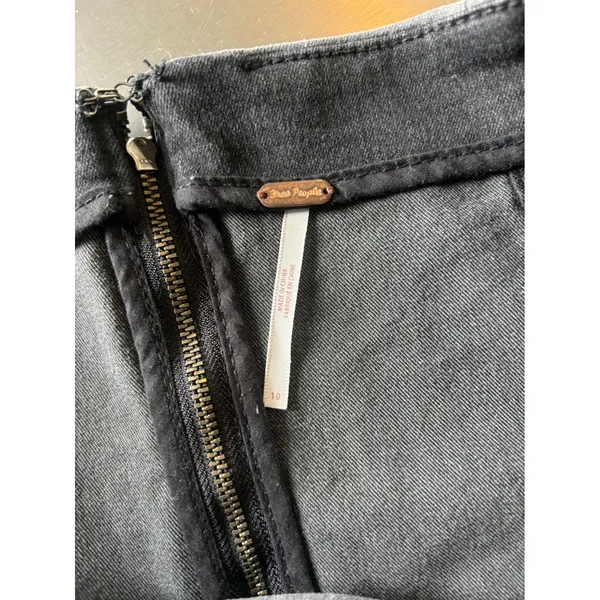 Free People‎ Mini Skirt Colorblock Denim Black Gray Casual Size 10 - Image 3