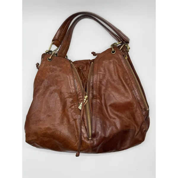 Kooba Hobo Bag Womens Large Brown Leather Multi Zip Slouchy Shoulder Bag - Image 2