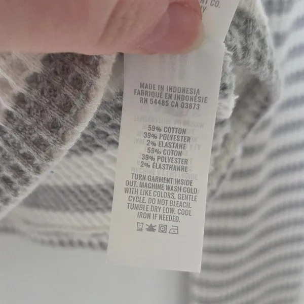 Aerie Gray Striped Long Sleeve Waffle Knit Turtleneck Pullover Crop Top Medium - Image 8