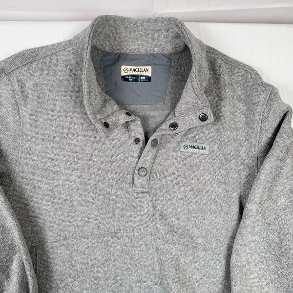 Magellan Outdoors Pullover Fleece XXL Gray Snap Neck Sweater Jacket Men - Image 3