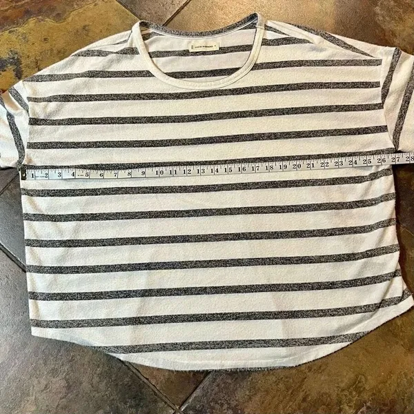 Lucky Brand Gray White Striped Crew Neck Long Sleeve XL - Image 6