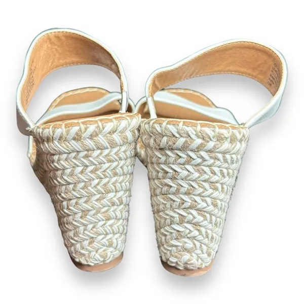 Steve Madden Icey Espadrille two white strap wedges Sz‎ 9.5 Leather - Image 3