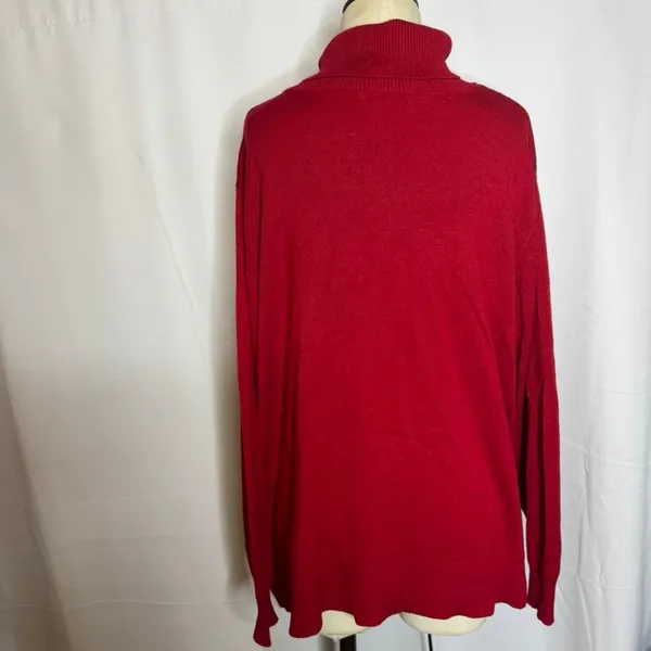 Retrology Red Christmas Tree Turtleneck Sweater Women’s 2X Holiday Knit - Image 4