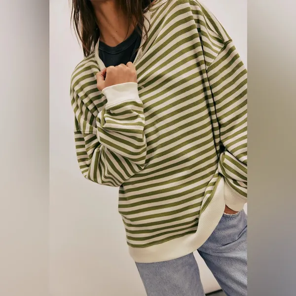 Free people Classic Striped Oversized Crewneck - Image 4