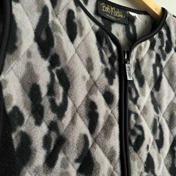 Bob Mackie Leopard Print Vest XS Black Gray Animal Print Zip Up Y2K - Image 5