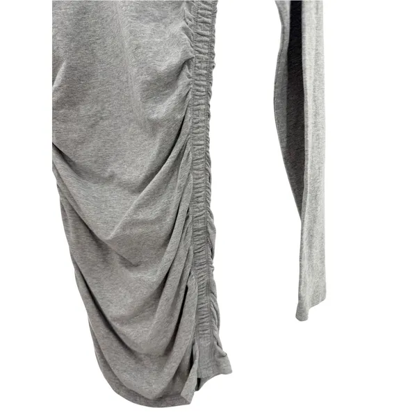 Aritzia Tna Chill Malibu Ruched Long Sleeve Dress S Grey Cotton Bodycon Mini M - Image 3