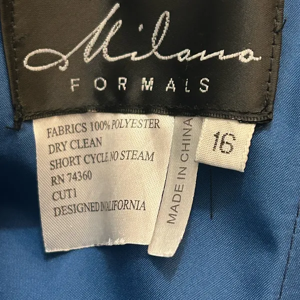Milano Formals Size 16 Long Blue Chiffon‎ Beaded Prom Dress Formal Gown - Image 6