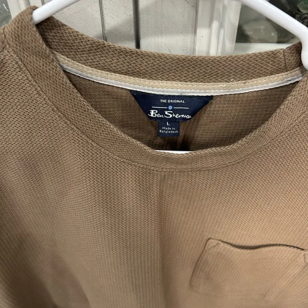 Ben Sherman Pocket T-Shirt Mens Large Brown Textured Cotton Crew Neck NWOT - Image 3