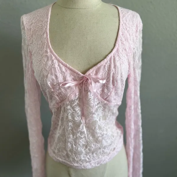 Source Unknown Pink Lace‎ Top Size Large - Image 2