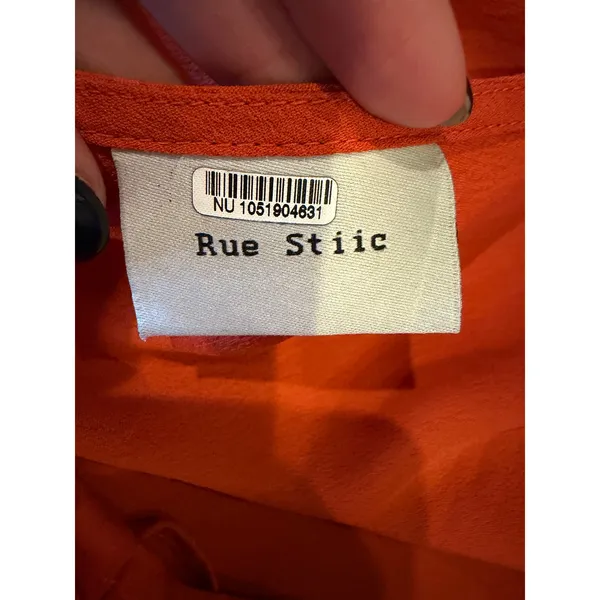 Rue Stiic Aubrey Mini Dress Women Medium Orange One Shoulder Ruched Anthro - Image 8