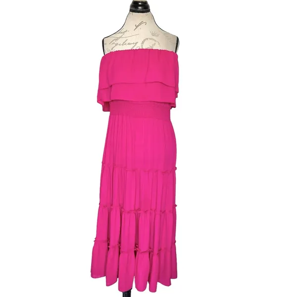 1. STATE Womens Dress Large Strapless Midi Bohemian Wedding Whimsical Ballerina - Image 2