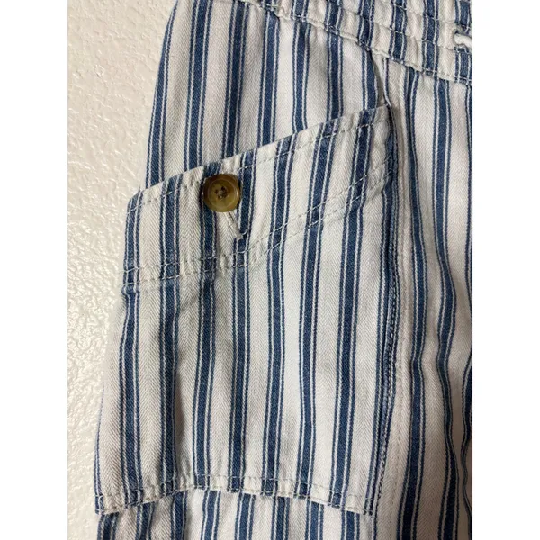 American Eagle Outfitters Women's Size 4 Blue White Striped Pants Tapered Crop - Image 4