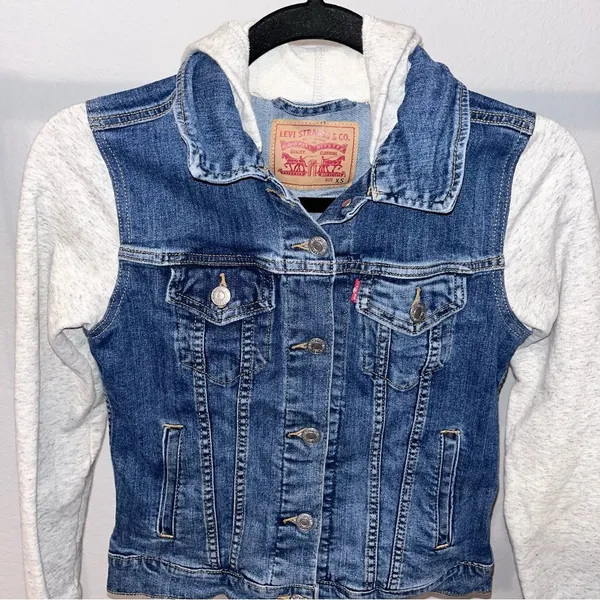 LEVI’S Women’s Hybrid Denim Hooded Trucker Jacket XS - Image 4