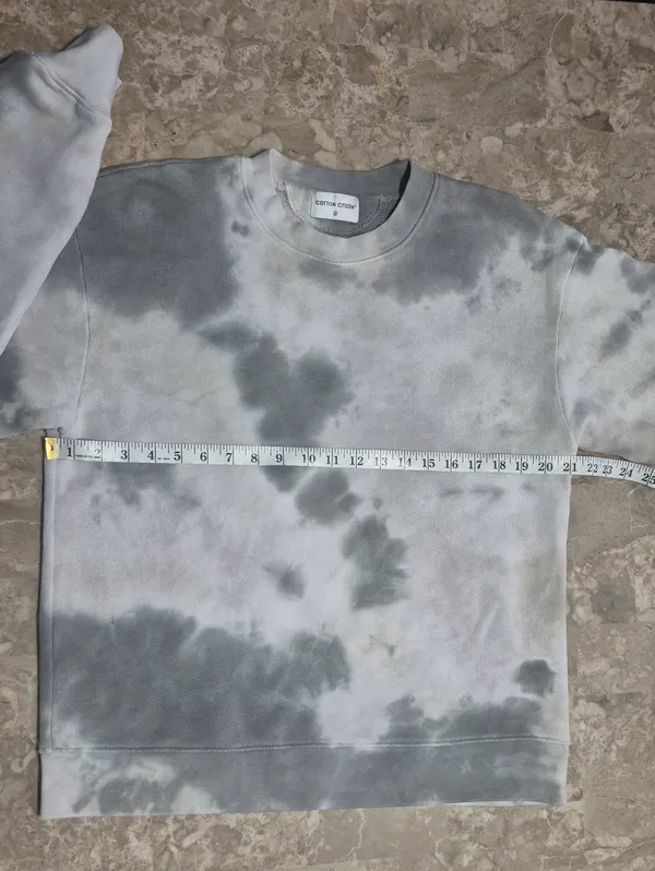 Cotton Citizen Womens Brooklyn Light Gray & Charcoal Tie-Dye Crewneck Sweatshirt - Image 2