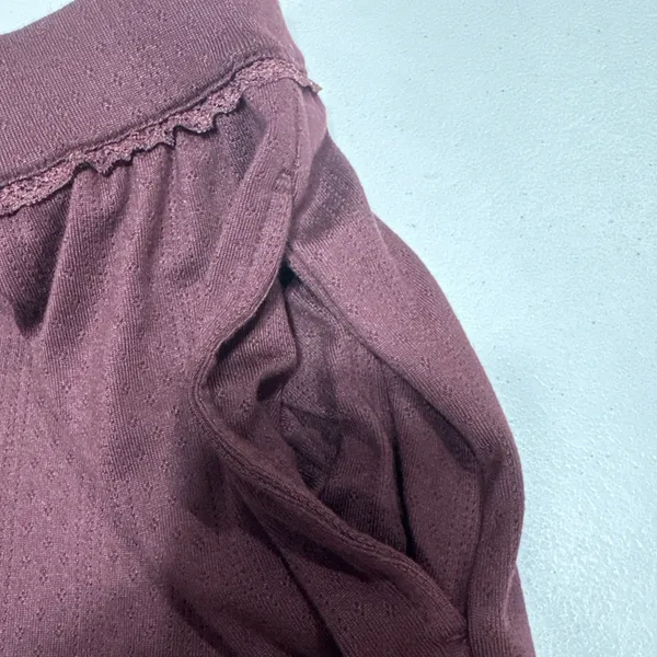 Lands' End Women's Pointelle Sleep Pajama Pants Wide Leg Size M (10-12) Burgundy - Image 6