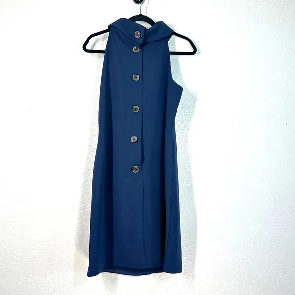 Sail to M Sable navy blue shift mini dress high funnel neck Sleeveless Short - Image 4
