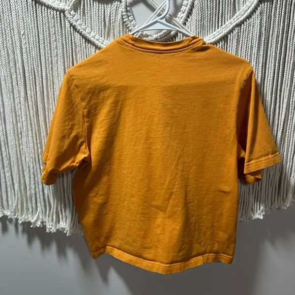 Nike Orange Cropped Short-Sleeve Tee with White Swoosh - Image 2