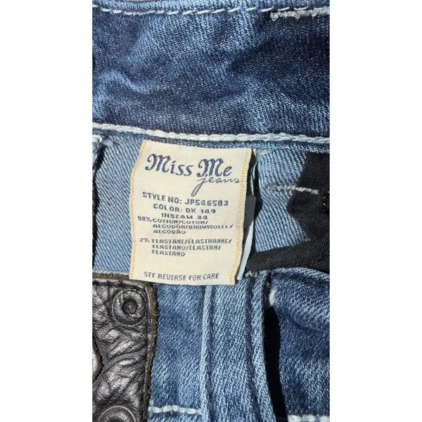 Miss Me Bootcut Jeans Size 29 Medium Wash Embroidered Back Pockets - Image 3
