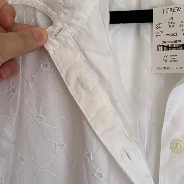 NWT J. Crew Factory Eyelet Collared Mini Shirtdress in‎ White BY515 - Image 11