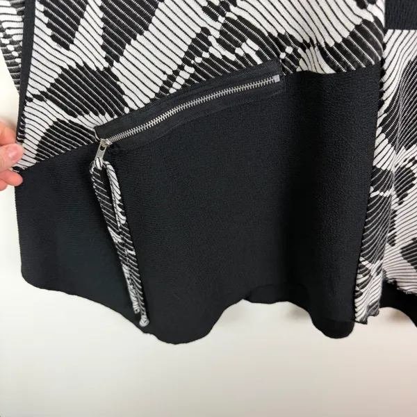 Ali Miles Abstract‎ Geometric Tunic Top Medium Artsy Zipper Detail Stretch Boho - Image 2