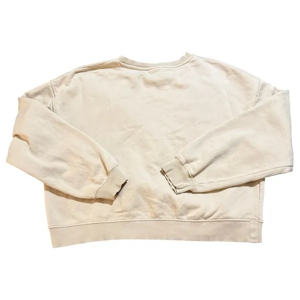 Pull & Bear Size XL Beige‎ Tan Cropped Long Sleeve Crew Neck Sweatshirt Women - Image 2