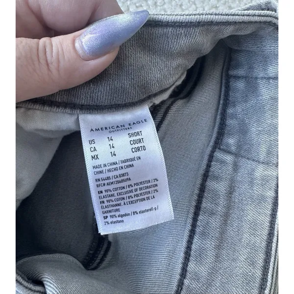 American Eagle Women's High Rise Distressed Skinny Jeans Gray Size 14 Short - Image 3