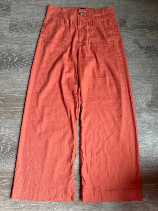 Anthropologie Maeve The Ettie High-Rise Crop Wide-Leg Pants: Linen Edition 28 - Image 2