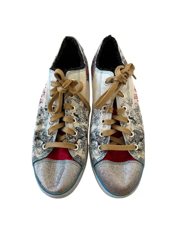 MARC ECKO Red Women's Patterned Glitter Sneakers Size 9 Silver - Image 10