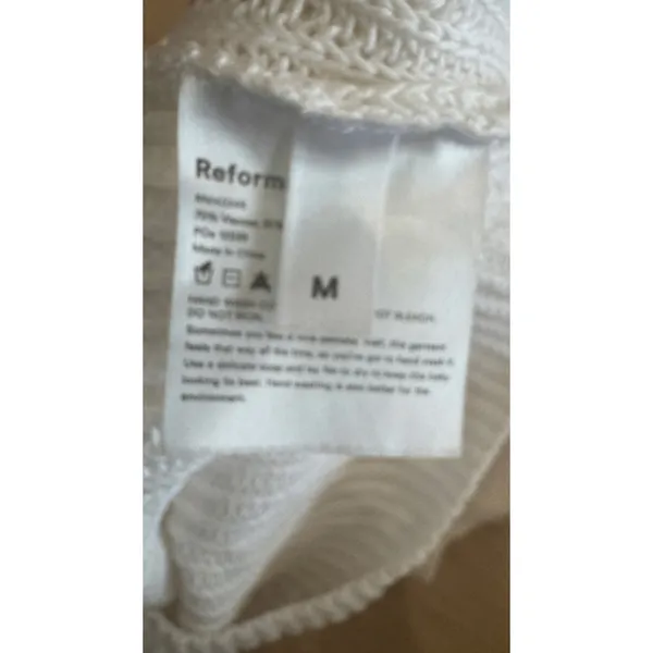Reformation white ribbed knit sleeveless tank top size medium - Image 3