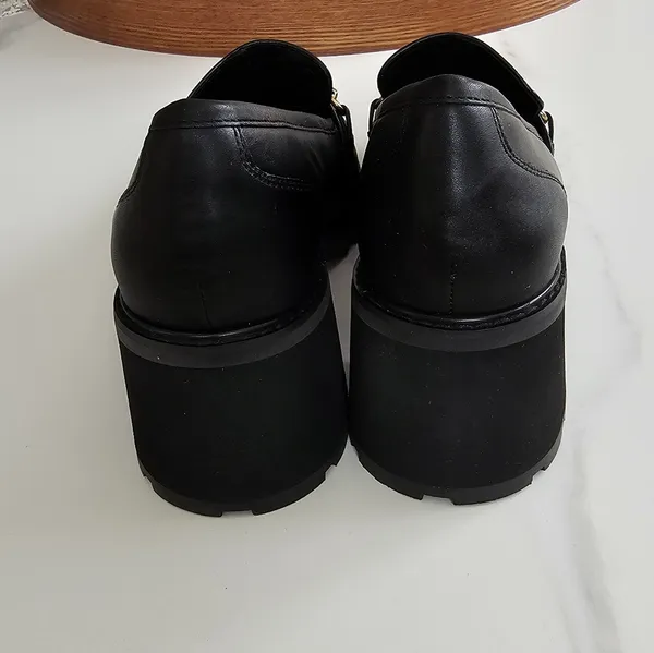 NWOT Sanctuary Black Leather Chain Loafers Chunky Lug Sole Size 11M - Image 5