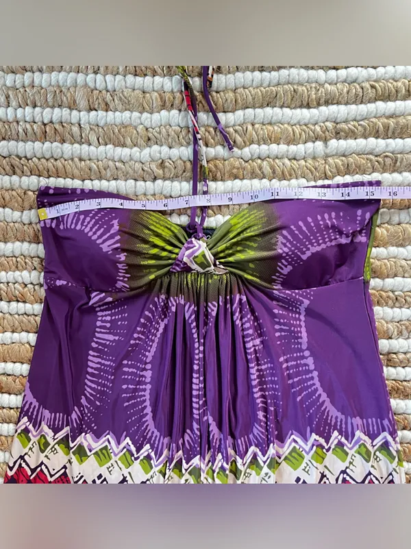 Y2K Rue21 Strapless Purple Halter colorful Sundress - Image 5