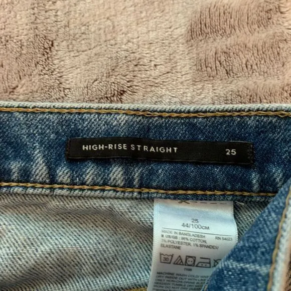 Banana Republic Womens 25 Jeans Blue High-Rise Straight Leg Side Stripe Denim‎ - Image 4