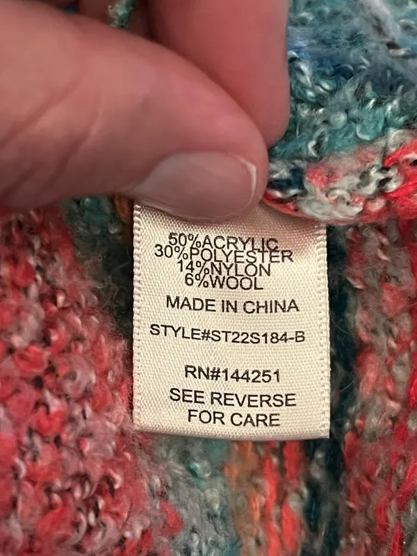 Sincerely Jules Sweater Womens Small Multicolor Patchwork Chunky Knit Cropped - Image 8
