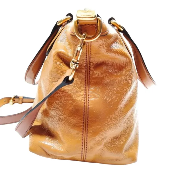 Gucci Soho Brown Tan Patent Leather 2 Way Satchel Crossbody handbag Bag Tassel - Image 3