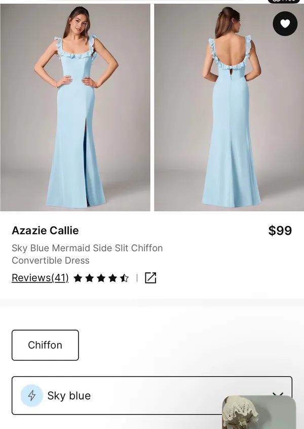 Azazie Bridesmaid Dress Chiffon - Image 3