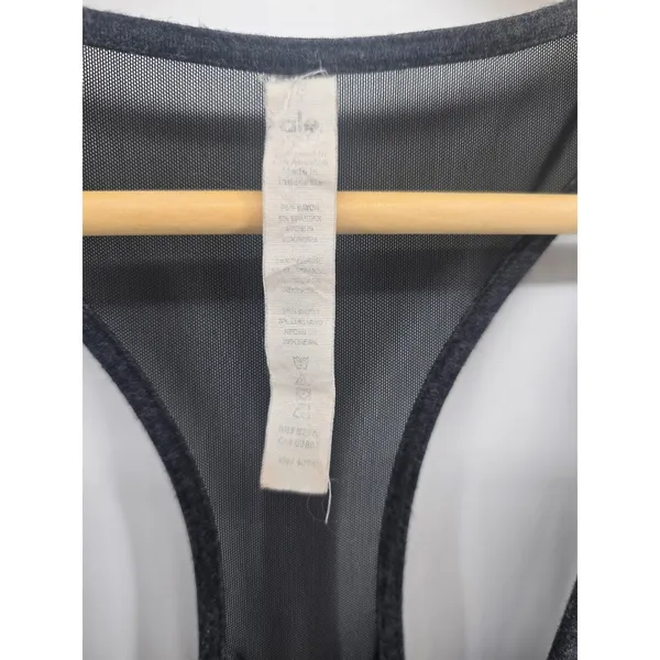 Alo Yoga Romper Womens Small Charcoal Gray Mesh Trim Racerback EUC - Image 2