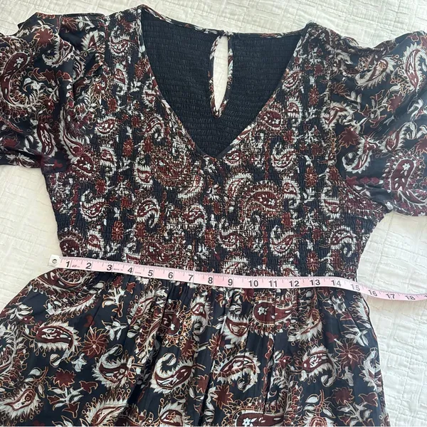 Cleobella Carly Paisley Dress Smocked Pockets XL Avalon Black - Image 8
