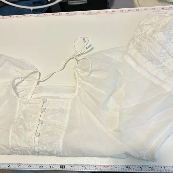 Anthropologie Shirt Women SIZE XXS White Romantic Babydoll Embroidered Victorian - Image 9