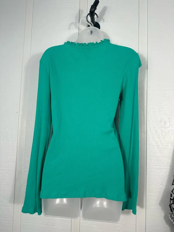 Lilly Pulitzer Green Ribbed Top with Ruffle Neckline Size Large EUC - Image 6