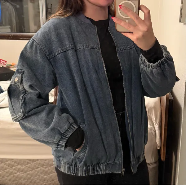 Lane201 Denim Bomber Jacket - Image 3