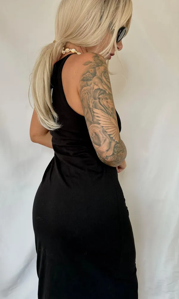 ZARA Midi Long Maxi Cotton Classic Little Black Dress - Image 5