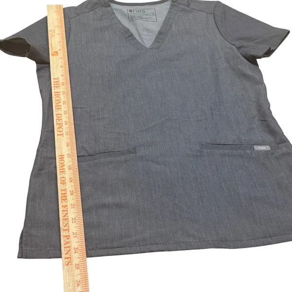 FIGS Technical Collection Casma Scrub Top V-Neck Short Sleeve Heathered Gray XS - Image 4