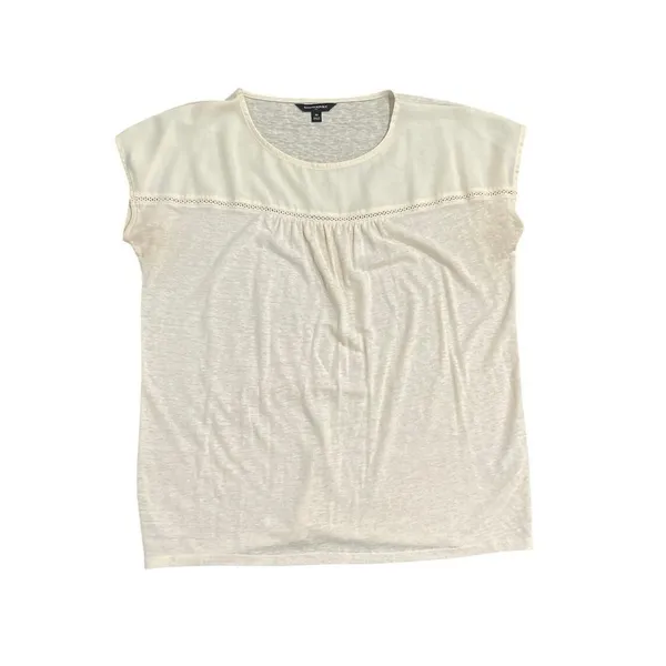 Banana Republic Ivory Linen Blend Short Sleeve Top Size Medium Breezy Flowy Chic - Image 2