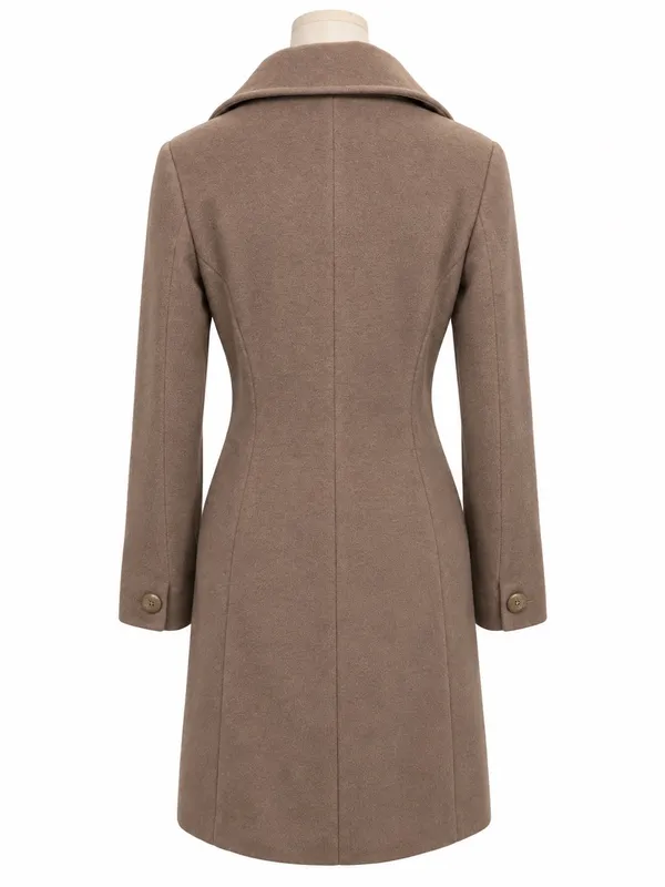Tahari Wool Blend Tailored Coat Size 8 Mink Taupe Ruched Pocket - Image 3