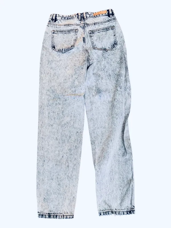 White Fox Straight Leg Denim Jeans Washed Blue M High Rise Waisted - Image 4