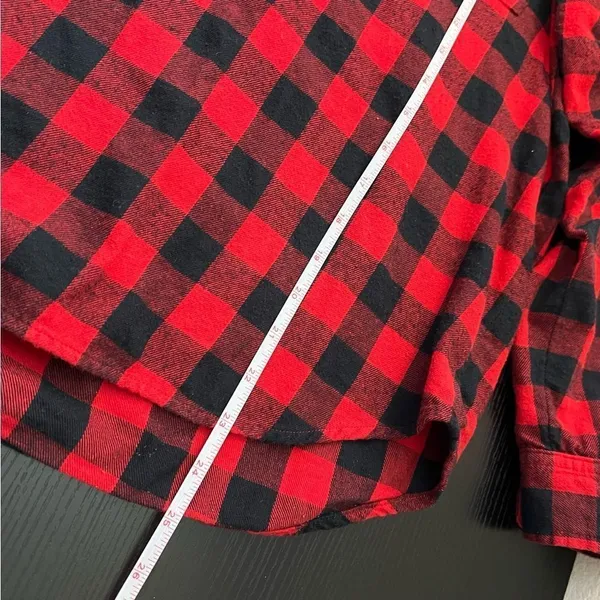 ✨‎ Madewell Women’s Red Black Buffalo Plaid Collared Long Sleeve Shirt Medium - Image 11