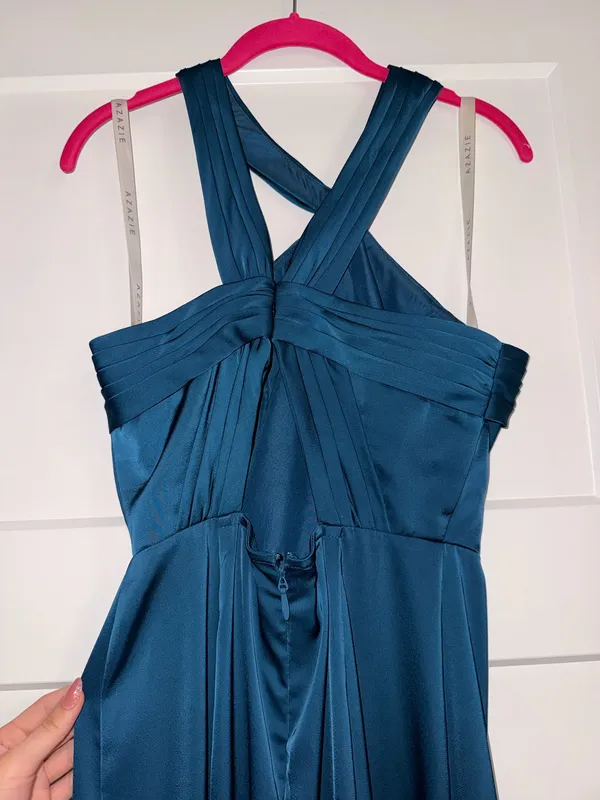 Ink Blue Azazie cross halter dress - Image 6
