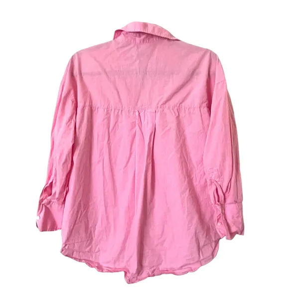 ZARA Poplin Button‎ Down Shirt Pink X-Small - Image 4